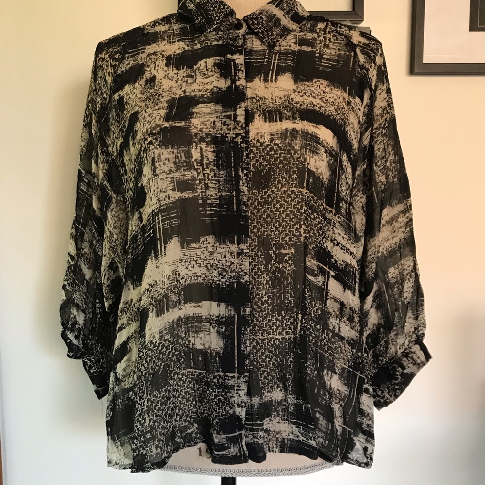 🦚 Silk Central Park west sheer button down silk shirt